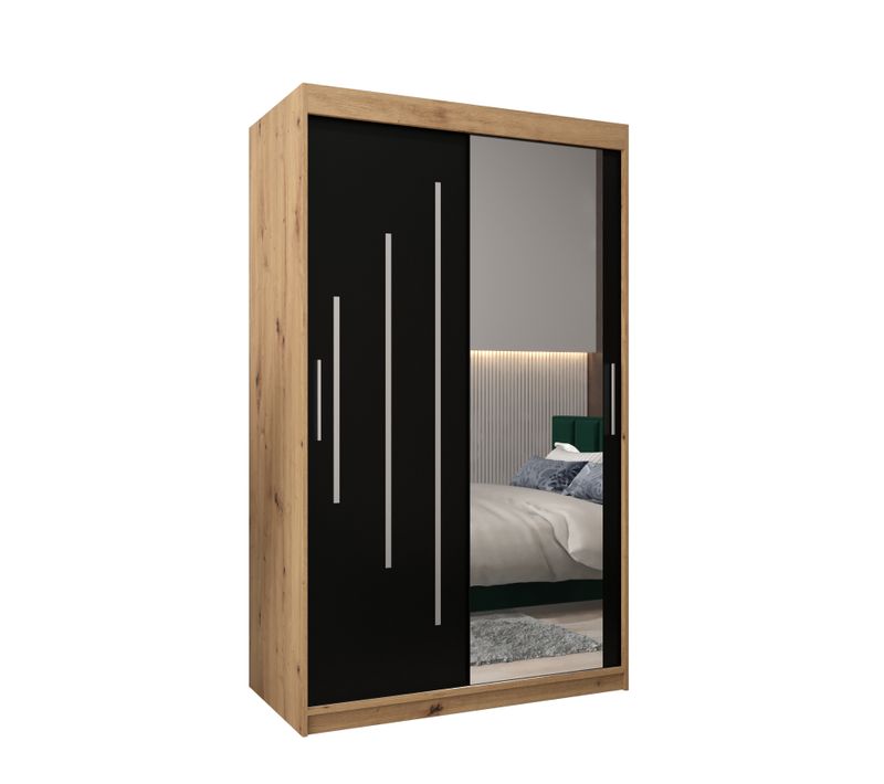 Armoire York 2 à Portes Coulissantes 200/120/62 2 Portes (artisan/noir)