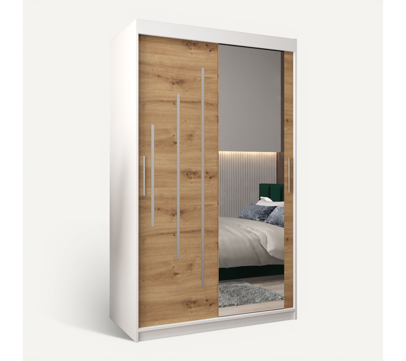 Armoire York 2 à Portes Coulissantes 200/120/62 2 Portes (blanc/artisan)