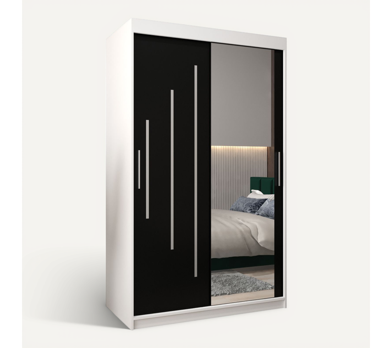 Armoire York 2 à Portes Coulissantes 200/120/62 2 Portes (blanc/noir)