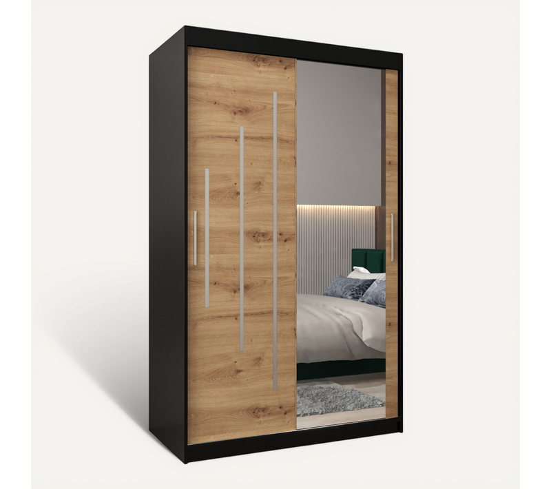 Armoire York 2 à Portes Coulissantes 200/120/62 2 Portes (noir/artisan)