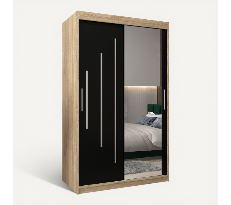 Armoire York 2 à Portes Coulissantes 200/120/62 2 Portes (sonoma/noir)
