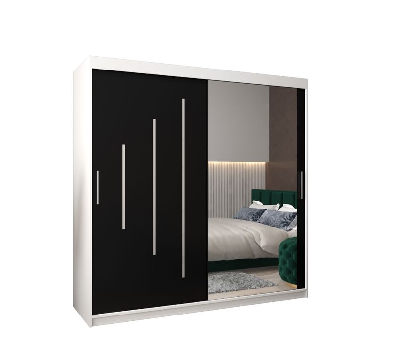 Armoire York 2 à Portes Coulissantes 200/200/62 2 Portes (blanc/noir)