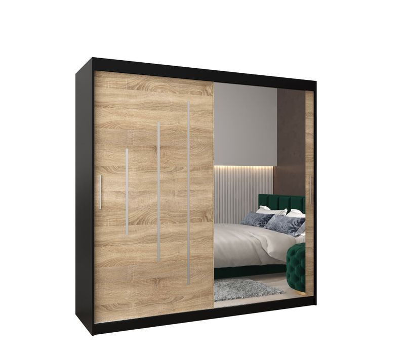 Armoire York 2 à Portes Coulissantes 200/200/62 2 Portes (noir/sonoma)