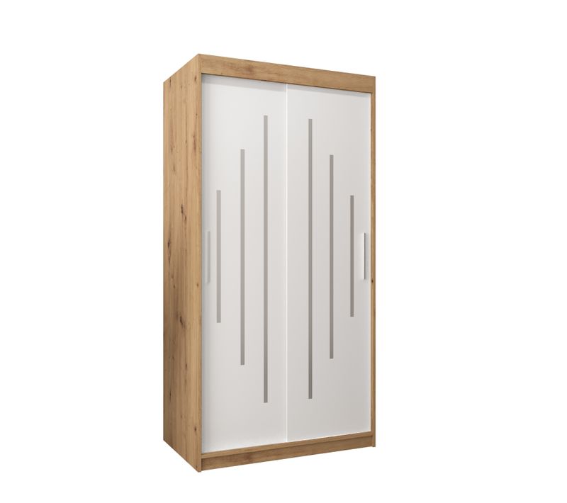 Armoire York à Portes Coulissantes 200/100/62 2 Portes (artisan/blanc)