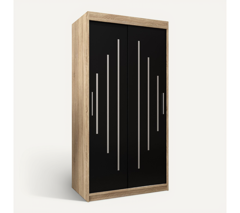 Armoire York à Portes Coulissantes 200/100/62 2 Portes (sonoma/noir)