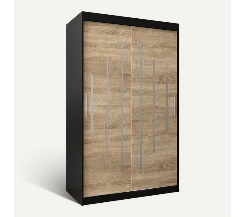 Armoire York à Portes Coulissantes 200/120/62 2 Portes (noir/sonoma)