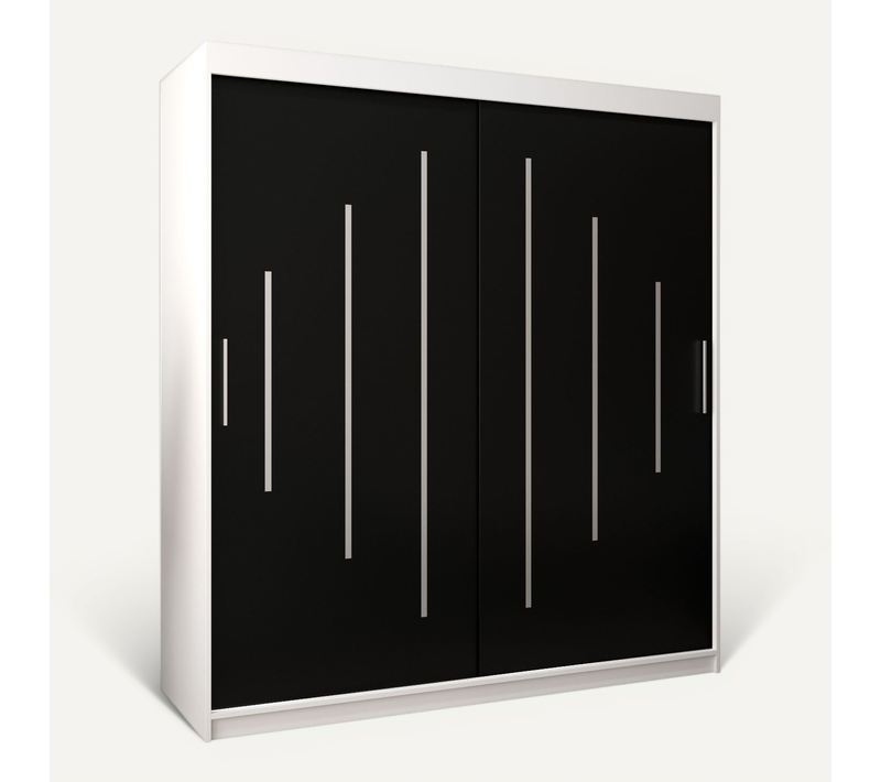 Armoire York à Portes Coulissantes 200/180/62 2 Portes (blanc/noir)