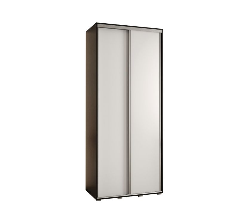 Armoire Davos 1 à Portes Coulissantes 235,2/120/60 2 Portes (noir/blanc/argent)