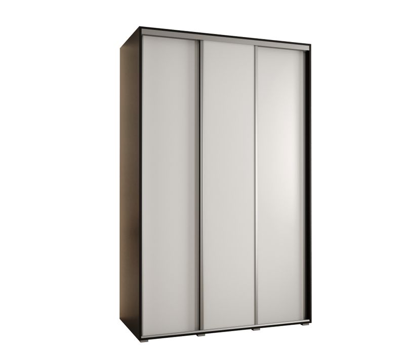 Armoire Davos 1 À Portes Coulissantes 150x45x235.2 Cm - 3 Portes (noir/blanc/argent)