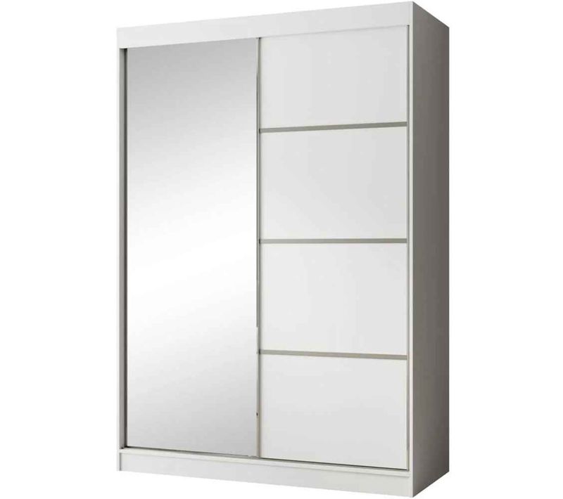 Armoire PACO 150cm – Armoire 2 Portes Coulissantes Avec Miroir, Blanc