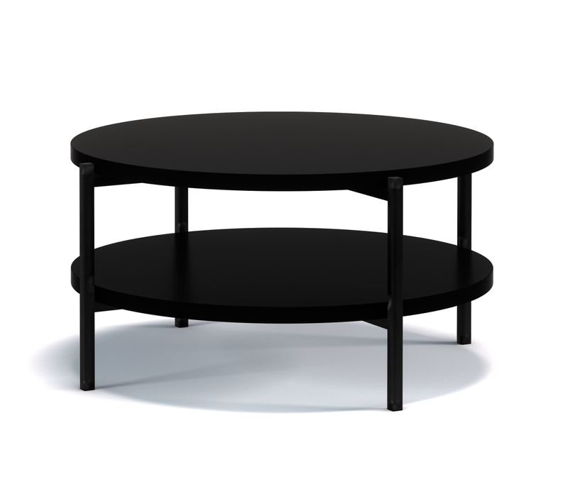 Table Basse Ronde Double Plateau 80cm, Noir, Sigma B