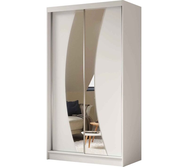 Armoire VOX 120 cm – 2 Portes Coulissantes Avec Miroir – Blanc