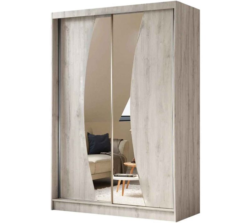 Armoire VOX 160 cm – 2 Portes Coulissantes Avec Miroir – Chêne Sonoma