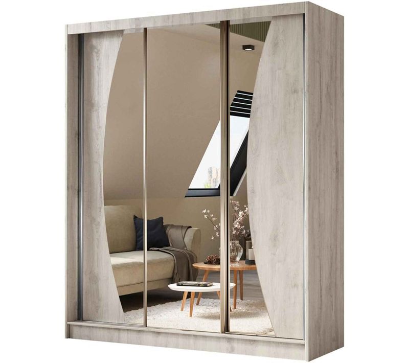 Armoire VOX 180 cm – 2 Portes Coulissantes Avec Miroir – Chêne Sonoma