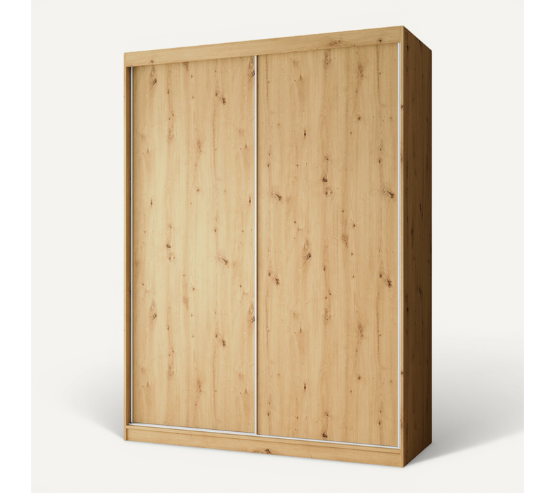 Armoire 2 Portes Coulissantes – Mario 150 cm - Chêne Artisan