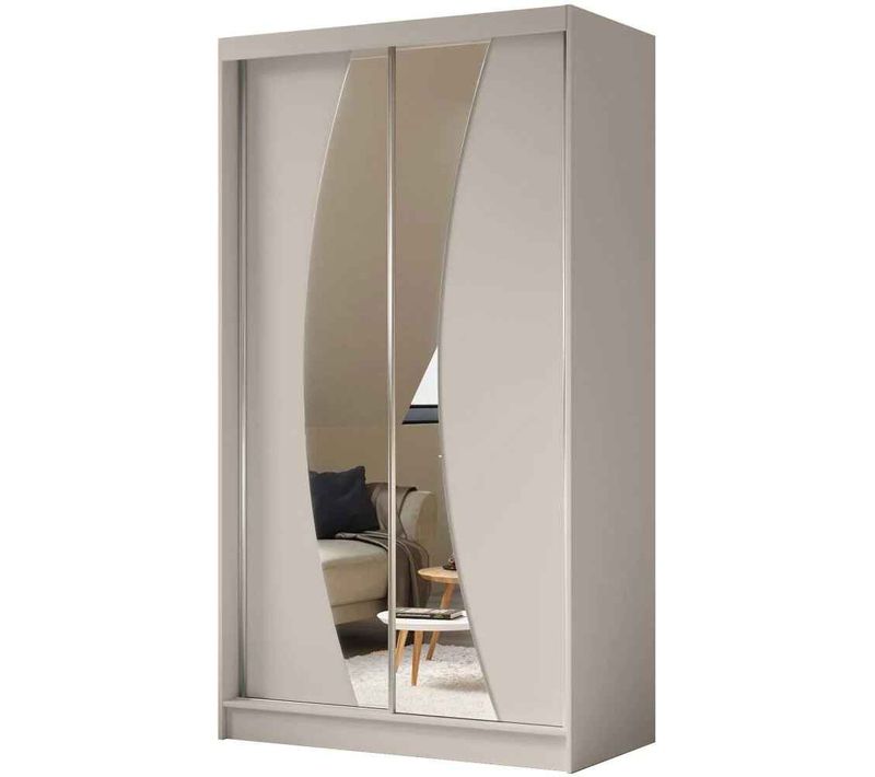 Armoire VOX 120 cm – 2 Portes Coulissantes Avec Miroir – Cachemire