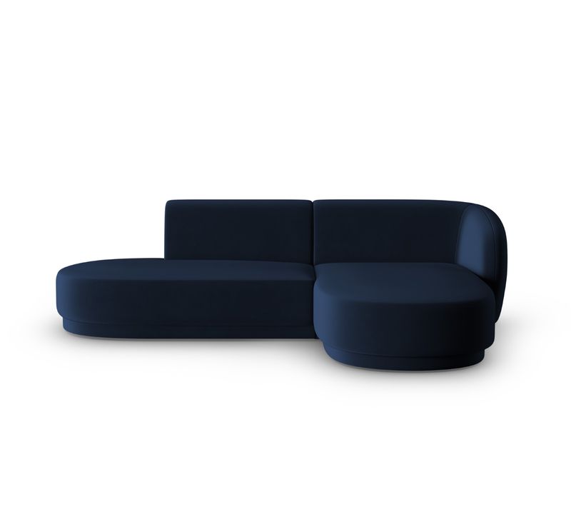 Canapé D'angle Droit Modulable "lionel" 4 Places En Velours Bleu Roi