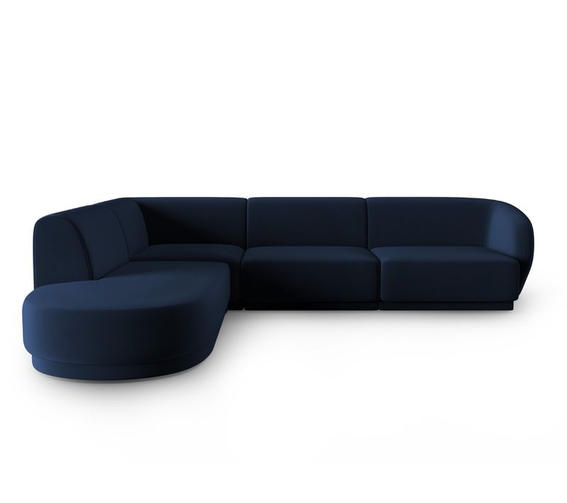 Canapé D'angle Gauche Modulable "lionel" 5 Places En Velours Bleu Roi