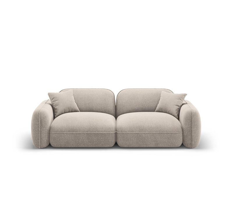 Canapé Modulable "lucien" 3 Places En Velours Beige Foncé