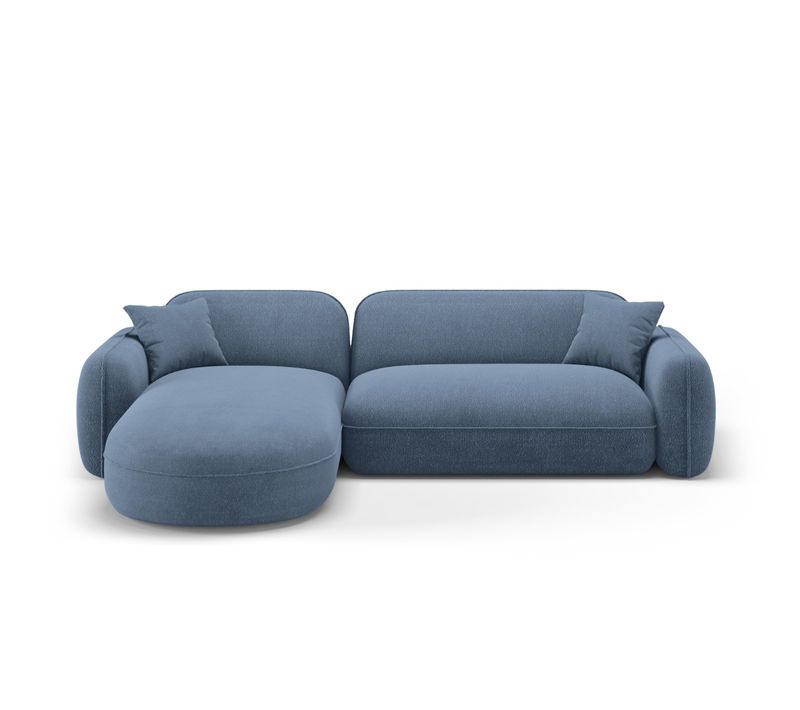 Canapé D'angle Gauche Modulable "lucien" 4 Places En Velours Blue Jeans