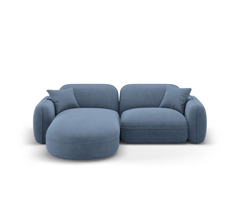 Canapé D'angle Gauche Modulable "lucien" 3 Places En Velours Blue Jeans