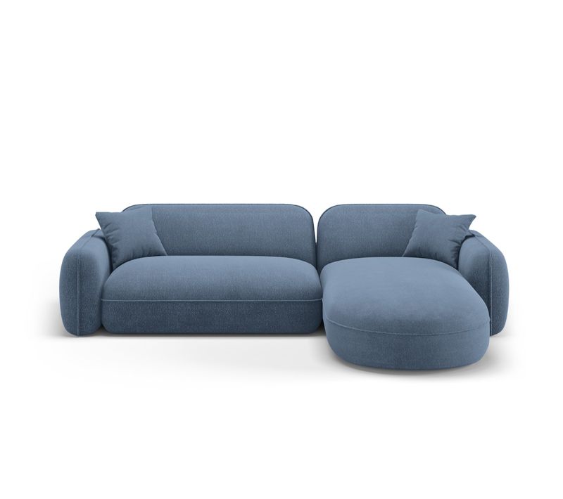 Canapé D'angle Droit Modulable "lucien" 4 Places En Velours Blue Jeans