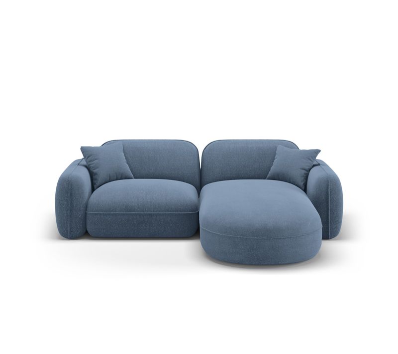 Canapé D'angle Droit Modulable "lucien" 3 Places En Velours Blue Jeans