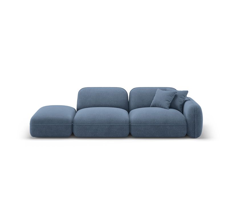 Canapé Modulable Gauche "lucien" 3 Places En Velours Blue Jeans