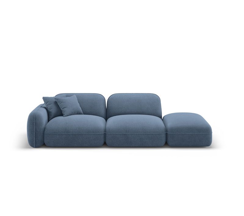 Canapé Modulable Droit "lucien" 3 Places En Velours Blue Jeans