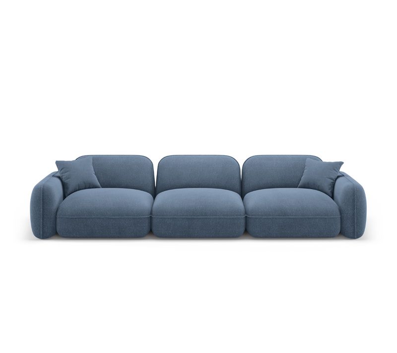 Canapé Modulable "lucien" 4 Places En Velours Blue Jeans
