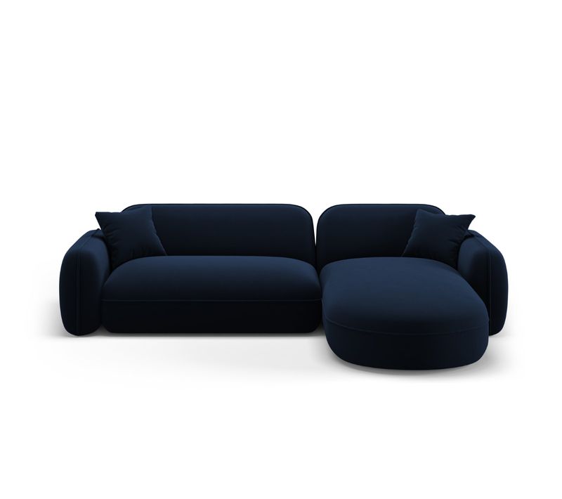 Canapé D'angle Droit Modulable "lucien" 4 Places En Velours Bleu Roi