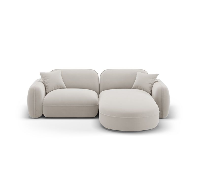 Canapé D'angle Droit Modulable "lucien" 3 Places En Velours Beige Clair