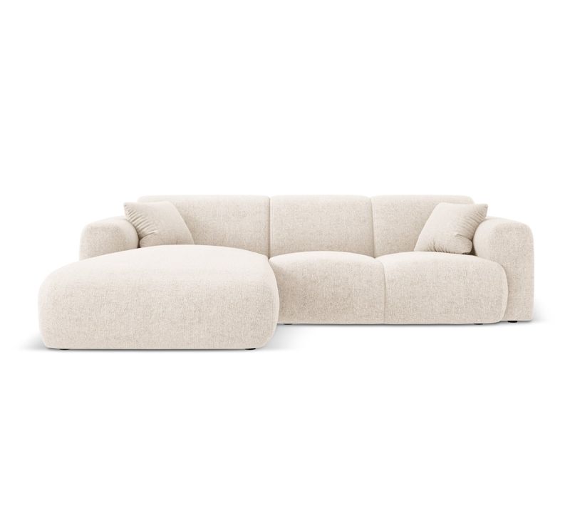 Canapé D'angle Gauche "nolio" 4 Places En Chenille Beige Clair