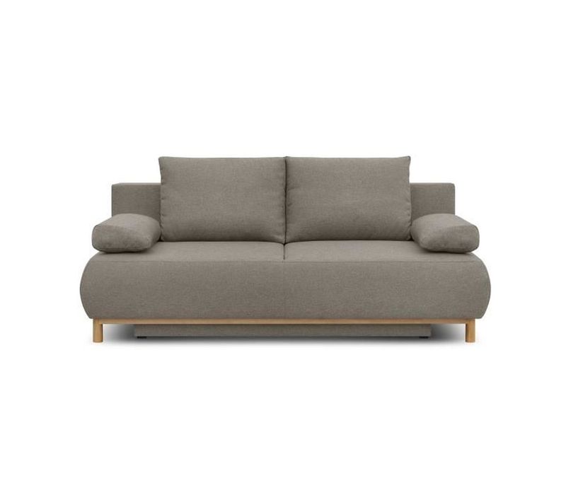 Banquette Convertible 3 Places  - Tissu Beige - Coffre De Rangement - L 192 X H 84 X P 93 Cm