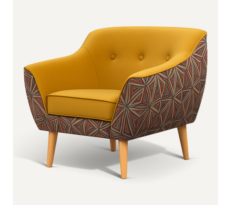 Melvi Jaune – Fauteuil Scandinave Tapissé En Velours