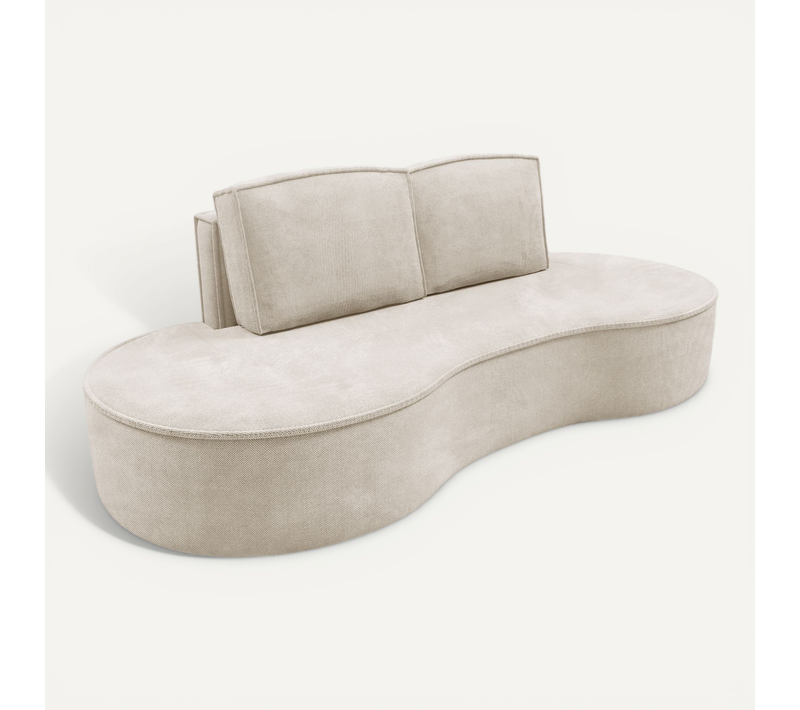 Molly Canapé D'angle Avec Forme Arrondie En Tissu Velours Crème (sans Fonction Sommeil)