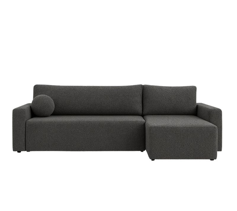 Canapé D’angle Convertible Bella En Bouclette - Gris