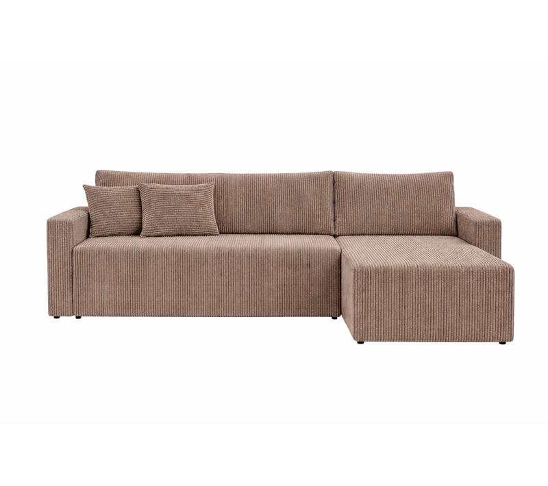 Canapé D’angle Bello Cappuccino En Velours Côtelé Avec Fonction Couchage – 191–200 X 131–140 Cm