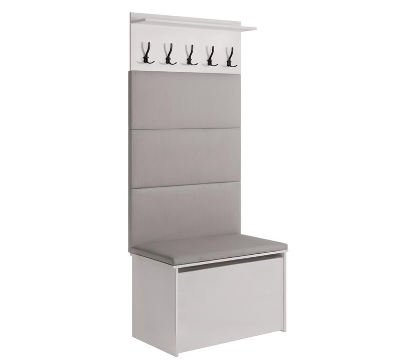 Porte-manteau Andy Gris Avec Coffre Et Siège