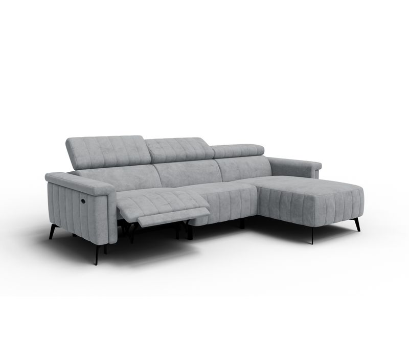 Canapé Relax D'angle 4 Places Nordel, Tissu Gris