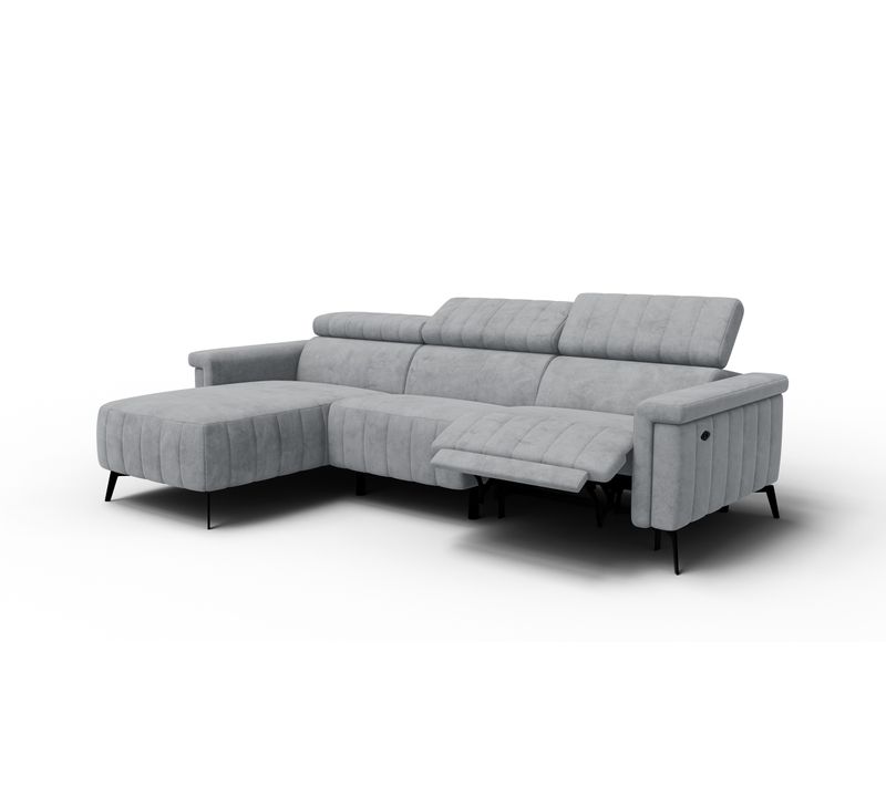 Canapé Relax D'angle 4 Places Nordel, Tissu Gris