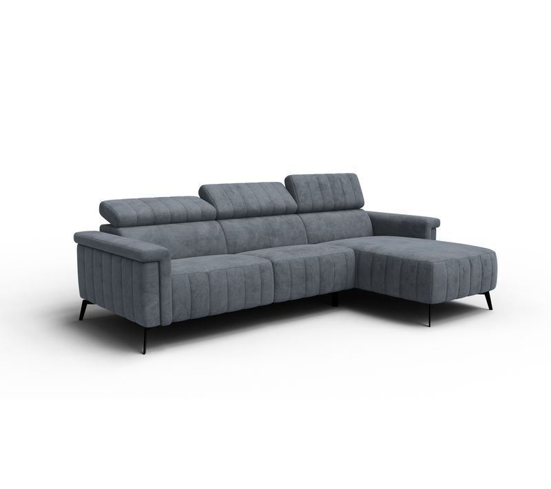 Canapé D'angle 4 Places Nordel, Tissu Gris Foncé