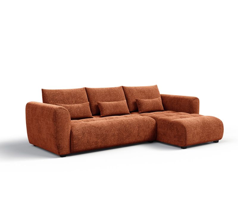 Canapé D'angle 4 Places Soreno, Tissu Orange
