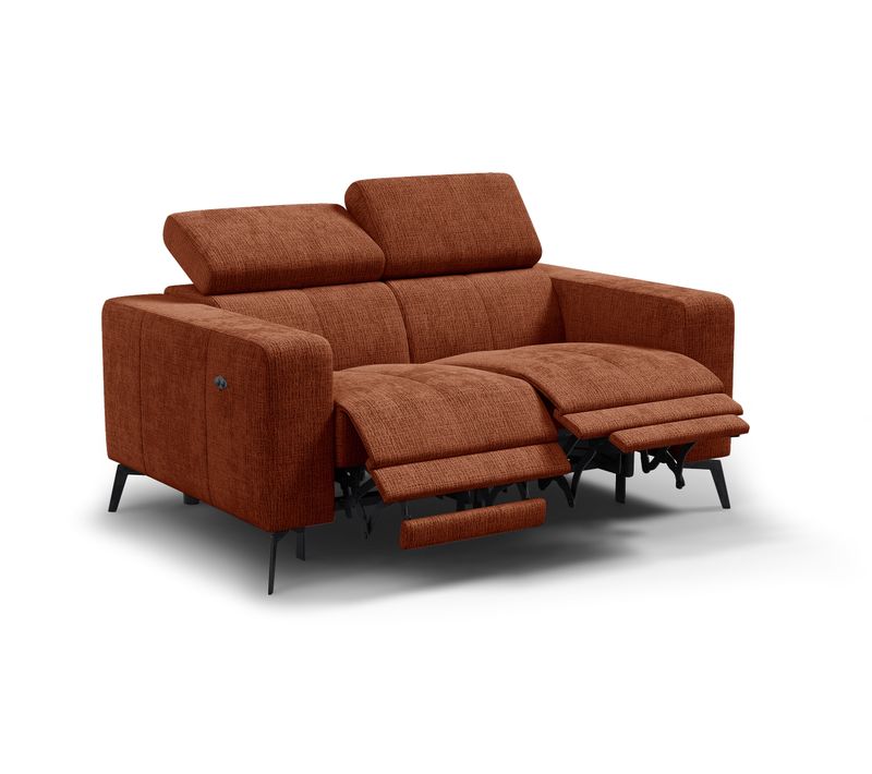 Canapé 2 Places Morello Avec 2 X Relax Zero Gravity, Tissu Orange Foncé