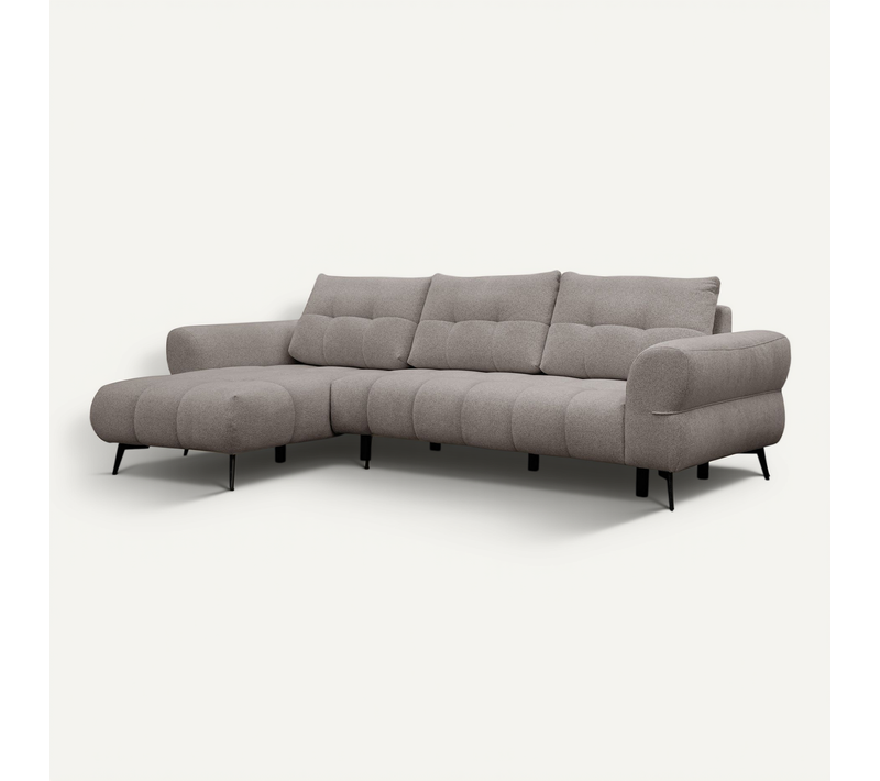 Canapé D'angle 4 Places Salvini, Tissu Beige  Foncé