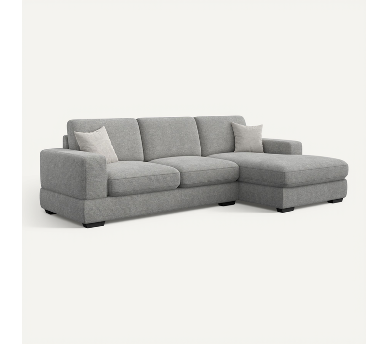 Canapé D'angle Droit 4 Places Otto, Tissu Gris