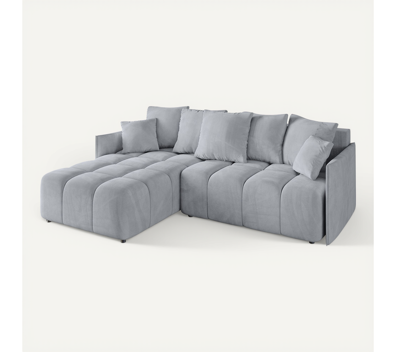 Canapé D'angle Convertible Onil-l 251x189x68 Angle Gauche En Velours - Gris