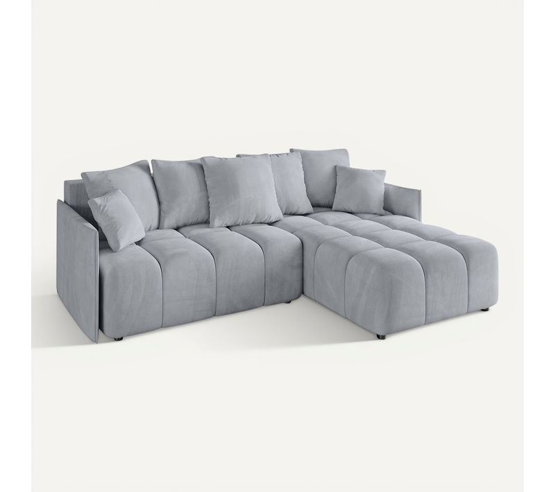Canapé D'angle Convertible Onil-l 251x189x68 Angle Droit En Velours - Gris