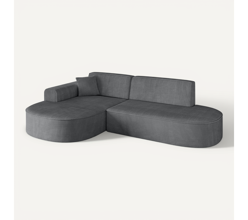Canapé D'angle Mari-l1 243x171x79,5 Angle Gauche En Tissu - Gris Foncé