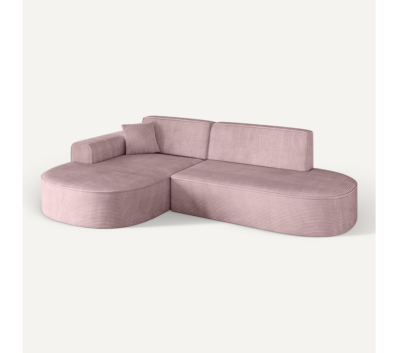 Canapé D'angle Mari-l1 243x171x79,5 Angle Gauche En Tissu - Rose